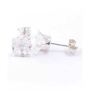 Iced Out 925 Sterling Silver Iced Out Ear Stud - SUQARE DIAMOND CUT - Uni vyobraziť
