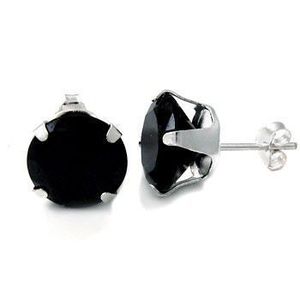Iced Out 925 Sterling Silver Black Bling Ear Stud - round - 10mm vyobraziť