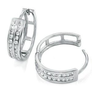 Iced Out Sterling 925 Silver HOOP Earrings - BLING KING 14mm - Uni / strieborná vyobraziť