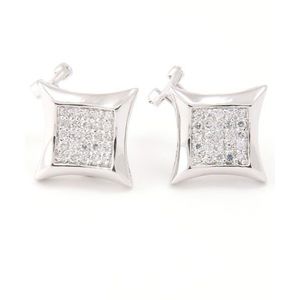 Iced Out Sterling 925 Silver MICRO PAVE Earrings - CURVED 12mm - Uni / strieborná vyobraziť