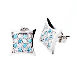 Iced Out Sterling 925 Silver MICRO PAVE Earrings - CHECK 10mm - Uni / strieborná vyobraziť