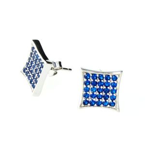Iced Out Sterling 925 Silver Earrings - CRYSTAL 12mm blue - Uni / strieborná vyobraziť