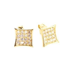 Iced Out Sterling 925 Silver MICRO PAVE Earrings - ICE gold 8mm - Uni / zlatá vyobraziť