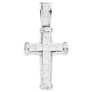Iced Out 925 Iced Out Sterling Silver Cross - INVISIBLE CUT - Uni / strieborná vyobraziť