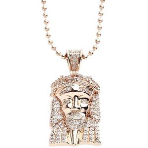 Iced Out Bling Micro Pave Chain - MINI JESUS rose gold - Uni / zlatá vyobraziť