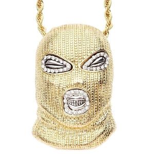 Iced Out Bling Hip Hop Kette - GANGSTER MASK gold - Uni / zlatá vyobraziť