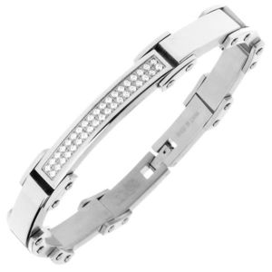 Iced Out Stainless Steel Micro Pave CZ Bracelet - 8mm silver - Uni / strieborná vyobraziť