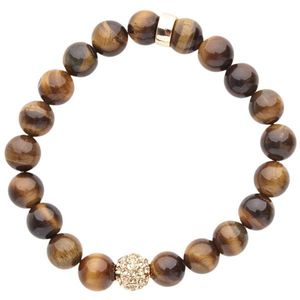 Iced Out Unisex Wooden CZ Bead Armband - Holz 10mm braun - Uni / hnedá vyobraziť