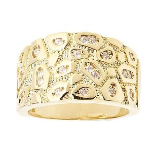 Iced Out Bling Hip Hop Designer Ring - NUGGET gold - 10 vyobraziť