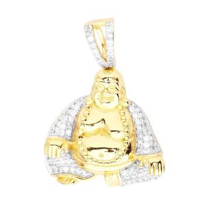 Iced Out 925 Sterling Silver Micro Pave Pendant - MINI BUDDHA gold - Uni vyobraziť