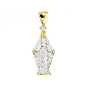 Iced Out Premium Bling - 925 Sterling Silver Holy Maria Pendant gold - Uni vyobraziť