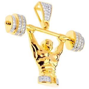 Iced Out Premium Bling - 925 Sterling Silver Bodybuilder Pendant gold - Uni vyobraziť