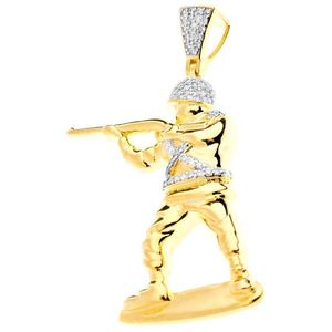 Iced Out Premium Bling - 925 Sterling Silver Soldier Pendant gold - Uni vyobraziť