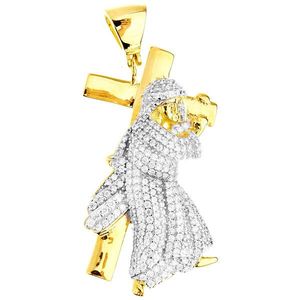 Iced Out Premium Bling - 925 Sterling Silver Jesus Cross Pendant gold - Uni vyobraziť