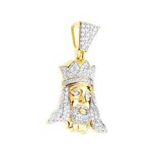 Iced Out Premium Bling - 925 Sterling Silver KING Mini Pendant gold - Uni vyobraziť