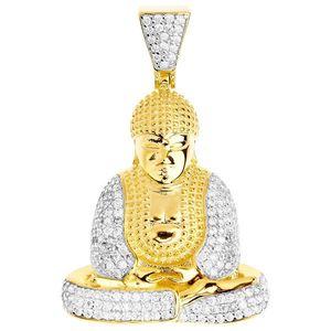 Iced Out Premium Bling - 925 Sterling Silver Buddha Pendant gold - Uni vyobraziť
