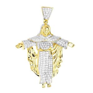 Iced Out Premium Bling - 925 Sterling Silver Christ Pendant gold - Uni vyobraziť
