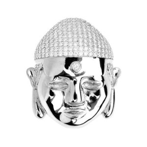 Iced Out Premium Bling - 925 Sterling Silver Buddha Pendant - Uni vyobraziť