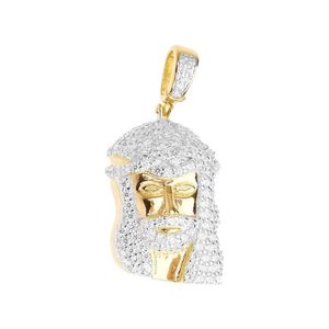 Iced Out Premium Bling - 925 Sterling Silver Jesus Mini Pendant gold - Uni vyobraziť