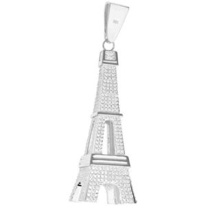 Iced Out Premium Bling - 925 Sterling Silver Eiffel Tower Pendant - Uni vyobraziť