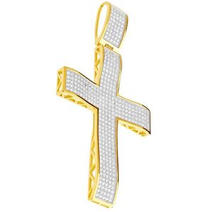 Iced Out Premium Bling - 925 Sterling Silver XL Cross Pendant gold - Uni vyobraziť