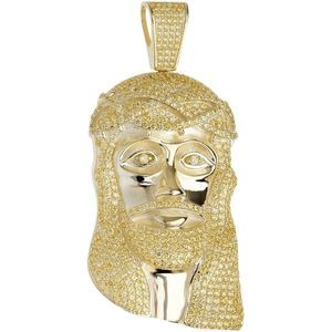 Iced Out Premium Bling - 925 Sterling Silver Jesus Head Pendant gold - Uni vyobraziť