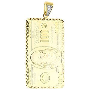 Iced Out Premium Bling - 925 Sterling Silver US Dollar Pendant gold - Uni vyobraziť