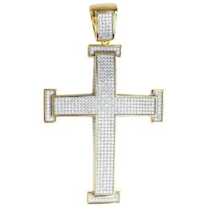 Iced Out Premium Bling - 925 Sterling Silver XL Cross Pendant gold - Uni vyobraziť