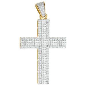 Iced Out Premium Bling - 925 Sterling Silver Cross Pendant gold - Uni vyobraziť