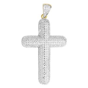 Iced Out Premium Bling - 925 Sterling Silver Cross Pendant gold - Uni vyobraziť