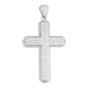 Iced Out Premium Bling - 925 Sterling Silver Cross Pendant - Uni vyobraziť