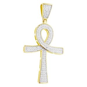 Iced Out Premium Bling - 925 Sterling Silver Ankh Cross Pendant gold - Uni vyobraziť