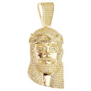 Iced Out Premium Bling - 925 Sterling Silver Jesus Head Pendant gold - Uni vyobraziť