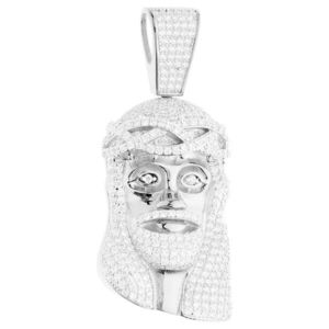 Iced Out Premium Bling - 925 Sterling Silver Jesus Head Pendant - Uni vyobraziť