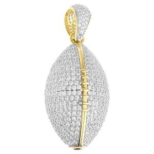 Iced Out Premium Bling - 925 Sterling Silver 3D Football Pendant gold - Uni vyobraziť