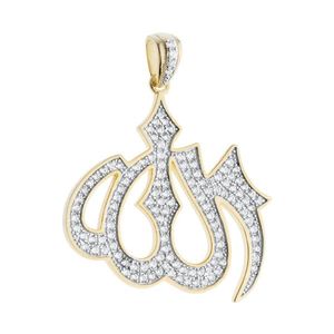 Iced Out Premium Bling - 925 Sterling Silver Allah Mini Pendant gold - Uni vyobraziť