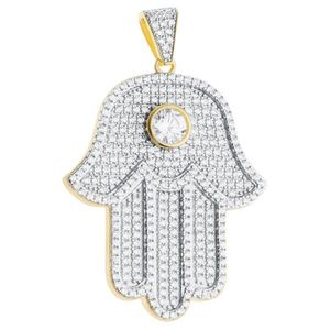 Iced Out Premium Bling - 925 Sterling Silver HAMSA Pendant Gold - Uni vyobraziť