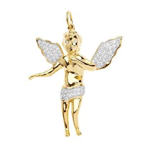 Iced Out Premium Bling - 925 Sterling Silver Angel Pendant gold - Uni vyobraziť