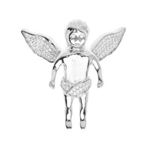 Iced Out Premium Bling - 925 Sterling Silver Angel Pendant - Uni vyobraziť