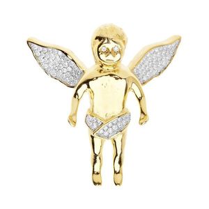 Iced Out Premium Bling - 925 Sterling Silver Angel Pendant gold - Uni vyobraziť