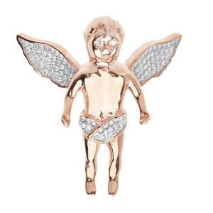 Iced Out Premium Bling - 925 Sterling Silver Angel Pendant rose gold - Uni vyobraziť