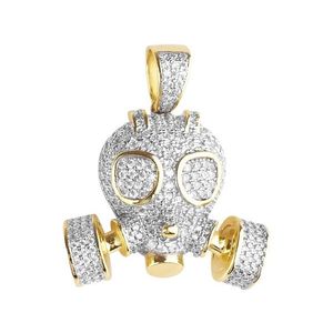 Iced Out Premium Bling - 925 Sterling Silver 3D Gas Mask gold - Uni vyobraziť