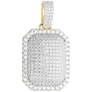 Iced Out Premium Bling - 925 Sterling Silver Dog Tag Pendant gold - Uni vyobraziť