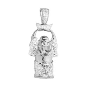 Iced Out Premium Bling - 925 Sterling Silver Mini Buddha Pendant - Uni vyobraziť