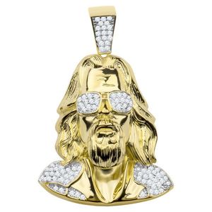 Iced Out 925 Sterling Silver Micro Pave Pendant - JESUS with SHADES Gold - Uni vyobraziť