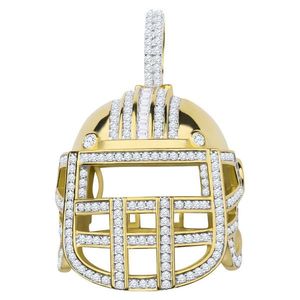 Iced Out 925 Sterling Silver Micro Pave Pendant - Football 3D Helmet Gold - Uni vyobraziť