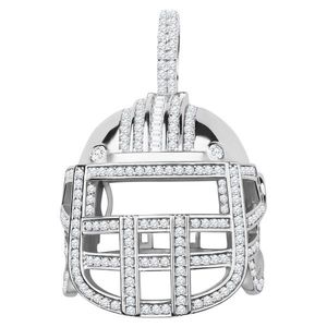 Iced Out 925 Sterling Silver Micro Pave Pendant - Football 3D Helmet - Uni vyobraziť