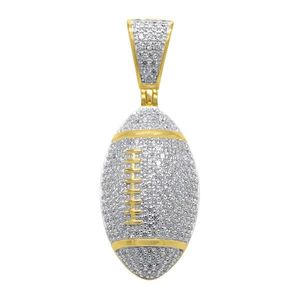 Iced Out 925 Sterling Silver Micro Pave Pendant - FOOTBALL gold - Uni vyobraziť