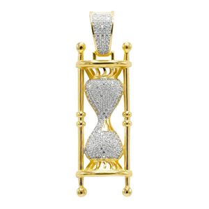 Iced Out 925 Sterling Silver Micro Pave Pendant - HOURGLASS gold - Uni vyobraziť