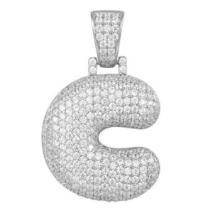 Iced Out Premium Bling 925 Sterling Silver Letter Pendant A, B, C, D....Z - C vyobraziť